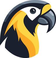 A bold and colorful illustration of a parrot's head, perfect for logos, branding, and mascot designs vector