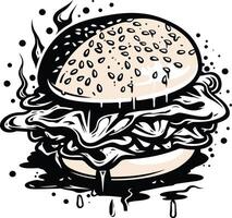 Burger with Sesame Seeds and Dripping Sauce vector