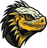 Fierce Yellow Lizard Head Mascot Design vector