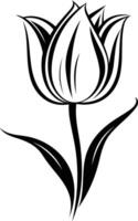 A simple, elegant line art illustration of a single tulip vector