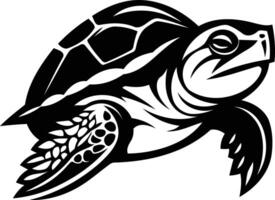 Black and white illustration of a turtle in a dynamic pose, perfect for logo design or branding vector