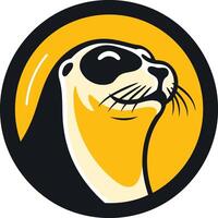 A bold and graphic illustration of a seal's head in a circular frame, perfect for a logo, mascot, or branding design vector