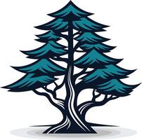 A stylized evergreen tree with a bold, graphic design vector