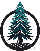 A simple and elegant logo featuring a stylized evergreen tree within a circular frame vector