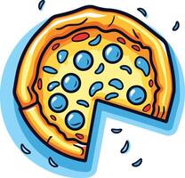 Cartoon Pizza with a Slice Missing vector