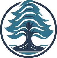 A simple, yet elegant logo featuring a stylized evergreen tree in a circular frame, representing growth, stability, and nature vector