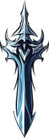 A stylized, abstract sword design in blue and gray tones vector