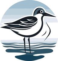 A minimalist, stylized illustration of a bird wading in the water, perfect for nature-themed branding, logos, or environmental campaigns vector