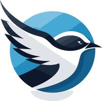Stylized Bird in Flight, Blue Circle Background vector