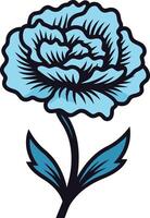 A simple, elegant blue carnation flower illustration perfect for branding, websites, or social media vector