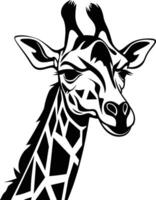 A bold, black and white illustration of a giraffe's head, perfect for adding a touch of african wildlife to your design vector