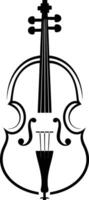 Simple, elegant black and white illustration of a cello, perfect for music related projects and designs vector