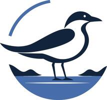Seagull Symbol in Blue and White vector