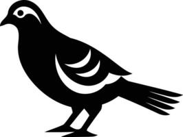 Simple black and white silhouette of a bird with detailed markings vector