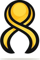 A stylized gold ribbon forming the number eight, symbolizing infinity, success, and new beginnings vector