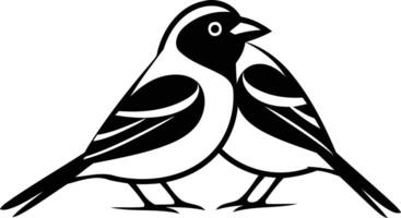 Simple yet elegant black and white illustration of two birds touching beaks, symbolizing love, friendship, and partnership vector