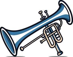 A cartoon style illustration of a blue trumpet, perfect for adding a musical touch to your projects vector