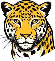A bold and powerful illustration of a jaguar's head, perfect for branding, logos, and designs that require a fierce and majestic aesthetic vector