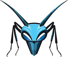 A stylized blue insect with sharp antennae and claws vector