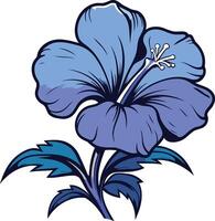A vibrant blue hibiscus flower with a delicate stem and leaves, perfect for tropical designs, floral patterns, and summer-themed projects vector