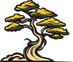 Bonsai Tree with Twisted Trunk vector