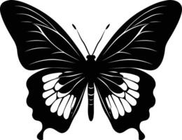 Elegant black and white silhouette of a butterfly with intricate wing details vector