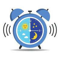 Illustration of alarm clock with sun, moon and stars vector