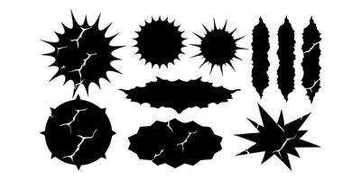 Incredible grunge texture in black. markings from scratches. torn paper. Collection of grunge frames for banners, collages, and stickers. White background with an isolated black illustration vector