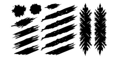 Grunge texture in black. markings from scratches. torn paper. Grunge frame collection for banners, collages, and stickers. Black graphic set apart on a white backdrop vector