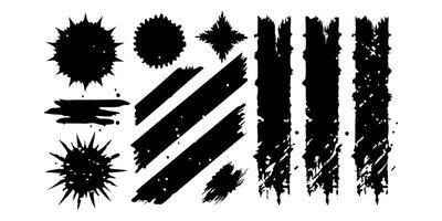 Grunge texture in black. markings from scratches. torn paper. Collection of grunge frames for banners, collages, and stickers. White background with an isolated black illustration vector