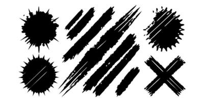 Grunge-style black texture. Marks from scratches. torn paper. Grunge frame assortment for banners, collages, and stickers. solitary black illustration on a white background vector