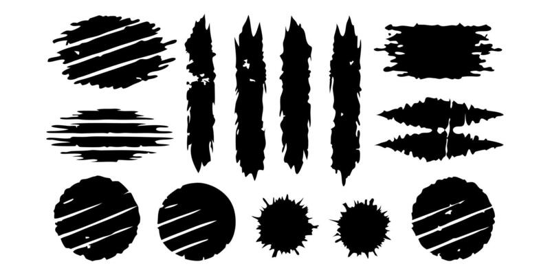 Textured black grungy look. markings from scratches. torn paper. Grunge frame collection suitable for banners, collages, and stickers. solitary black illustration against a white backdrop