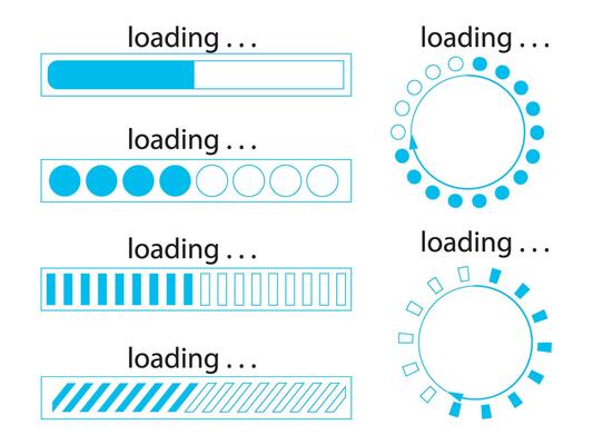 Blue load icon set graphics