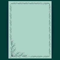 Editable Green Leaf Border Template with Delicate Ornamental Design for Invitation or Festive Card vector