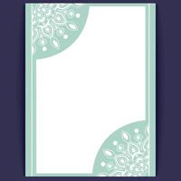 Teal Mandala Border Design Template for Invitations and Elegant Stationery vector