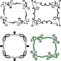 A set of decorative format frames for inserting pictures and text. illustration frames using elements of plant elements in the form of leaves, grapes vines and flowers. Black frames and colored vector