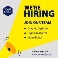 We are hiring post, join our team announcement. Business concept of search and recruitment. Social media template job vacancy recruitment. vector