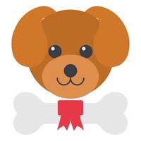 Dog Head Doll Design with Bone. Cute Doll Elements. Plush Stuffed Animal. vector