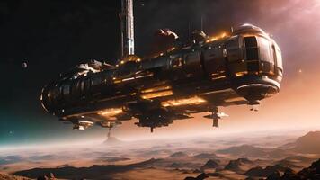 The spaceship faces enemy attacks in deep space, reflecting the excitement of space combat and the dynamic nature of intergalactic warfare in a science fiction setting. video