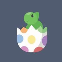 hatched dinosaur egg in flat design. vector