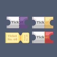 ticket set with different color in flat design. vector