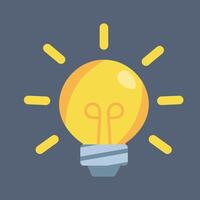 yellow bulb with shine sign in flat design. vector