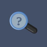 magnifying glass with riddle sign in flat design. vector