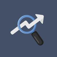 magnifier with zigzag arrow in flat design. vector