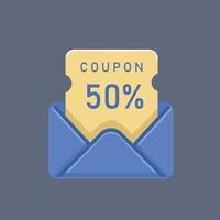 coupon discount message in flat design. vector