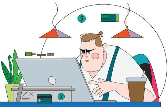 Programmer Working on Laptop vector