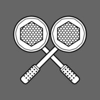 Two tennis rackets with net on a gray background vector