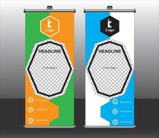 Roll up banner design template, Poligonal design vector
