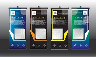 Roll up banner stand design template set vector