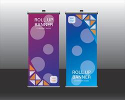 Roll up banner design template, bubble pattern vector